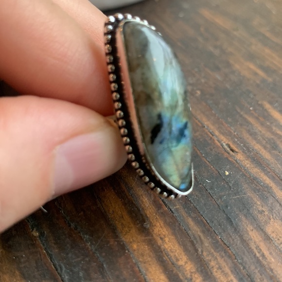 ✨NWT✨Large Labradorite Gemstone Sterling Silver Fashion Ring - Picture 3 of 7
